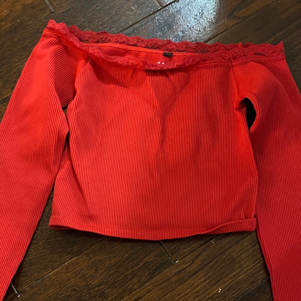 Urban Outfitters Red Long Sleeve Top
